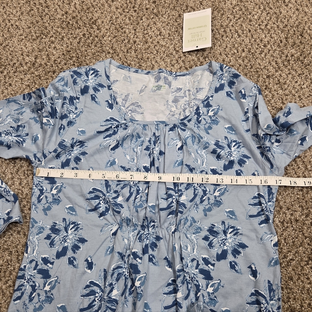 NWT Garnet Hill Pajama Set Blue Floral Organic Cotton Women's Small Shirt Pants - Picture 11 of 11